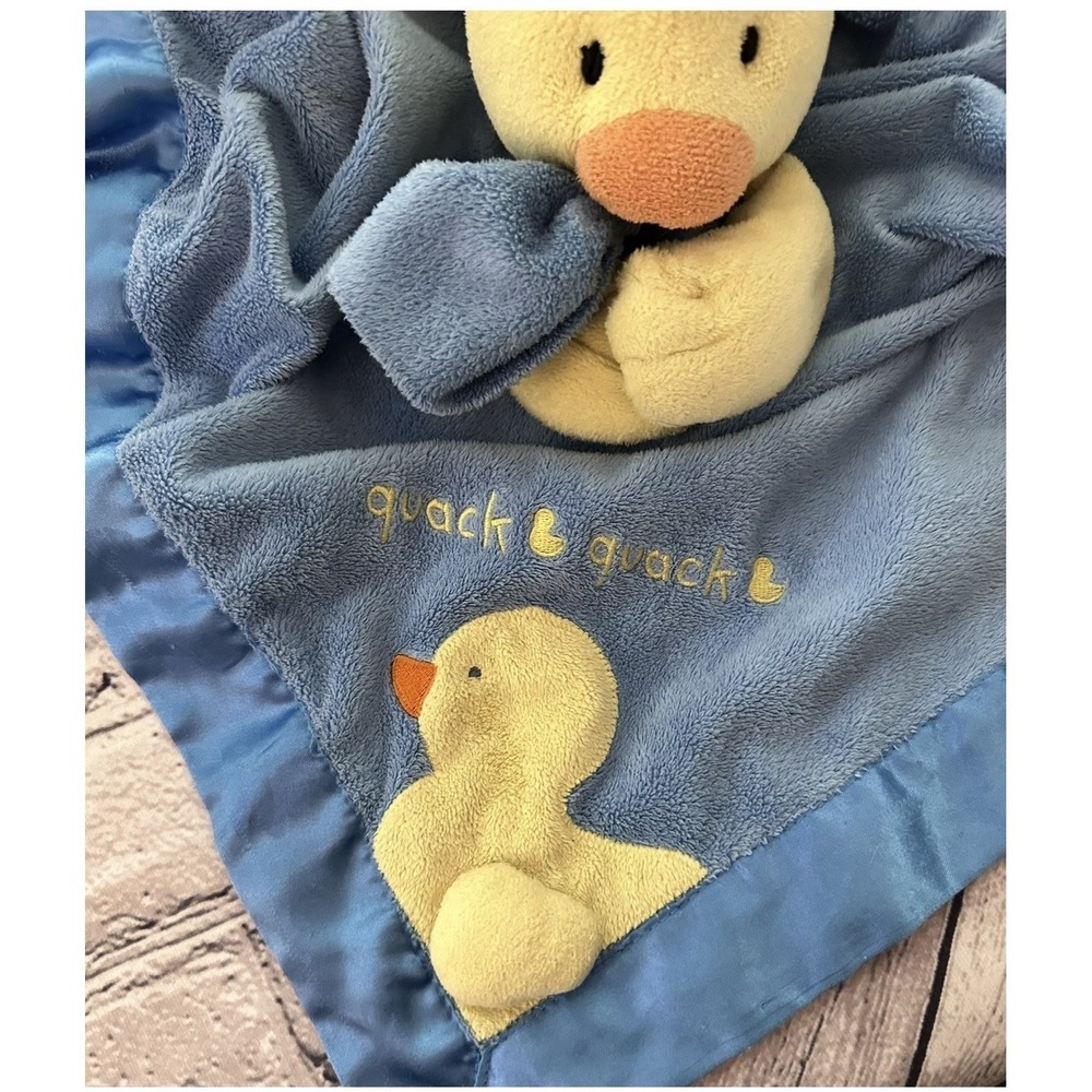 CARTER'S Blue Duck Lovey Security Blanket Plush Baby Toy Satin Trim No Eyes - Picture 3 of 4